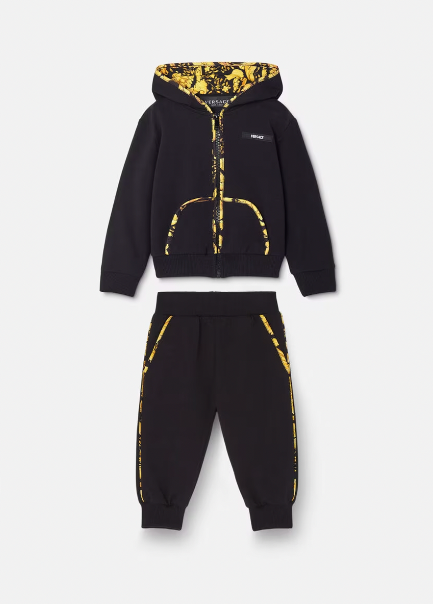 Versace Kids Black Barocco Tracksuit Set