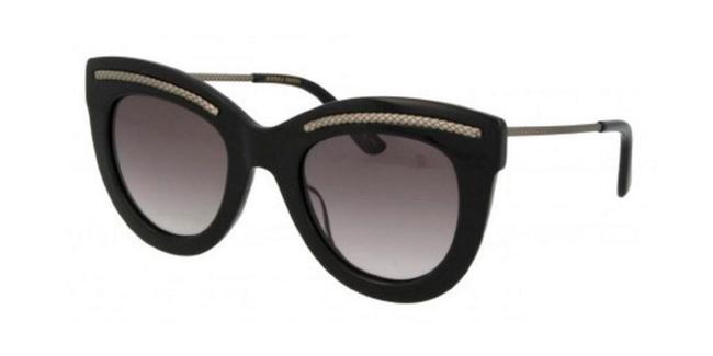 Bottega Veneta Black Silver Smoke Lens Sunglasses