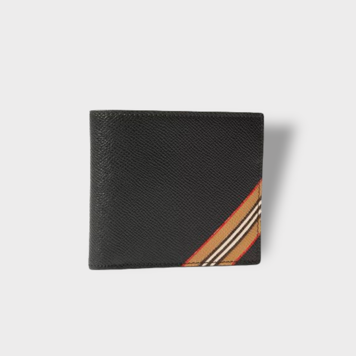 Burberry Black Stripes Calfskin Folding Wallet