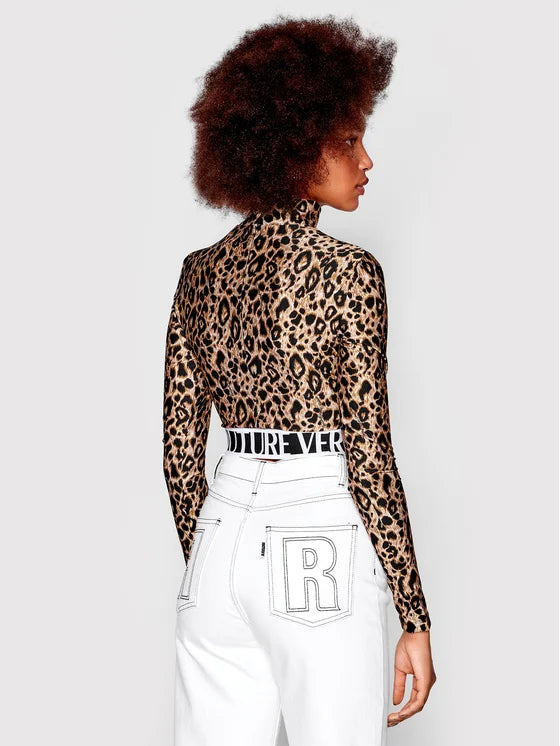 Versace Jeans Couture Brown Animal Print Blouse